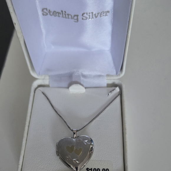 Silver Heart Locket Necklace - Picture 2 of 3